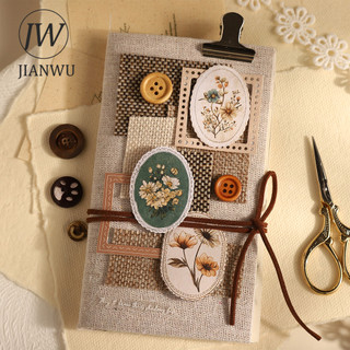 JIANWU Mijing Bộ Sưu Tập Hoa Vintage Hoa Phong Cảnh Chất Liệu Cắt Dán Đóng Hộp Nhãn Dán Sáng Tạo DIY Tạp Chí Văn Phòng Phẩm
