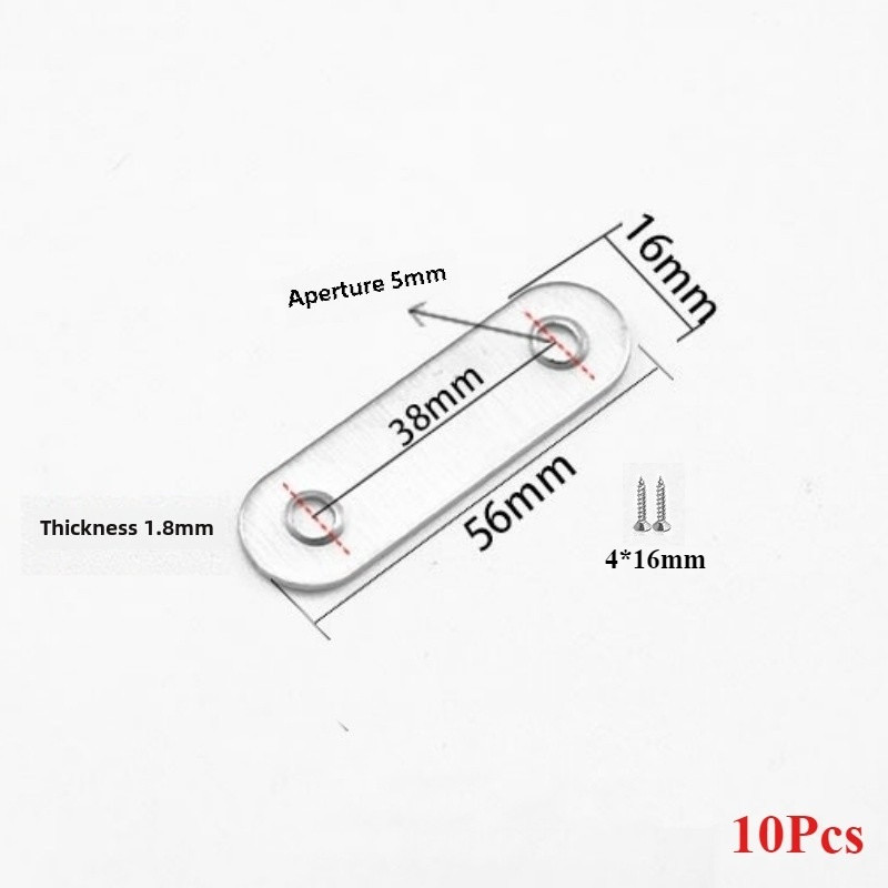 Bộ 10 món niềng răng thẳng phẳng bằng thép không gỉ có giá đỡ vít để sửa chữa tấm kết nối cố định cho đồ nội thất