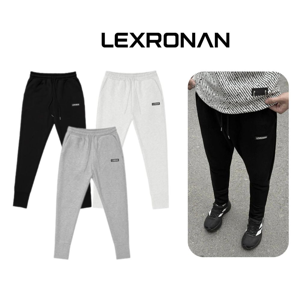 Quần Jogger Trơn Nam LEXRONAN  – Jogger Nỉ 2 Da Tag Trước Cao Su, Form Fit, Co Giãn, Mặc Ấm, Dễ Phối Đồ #JG02