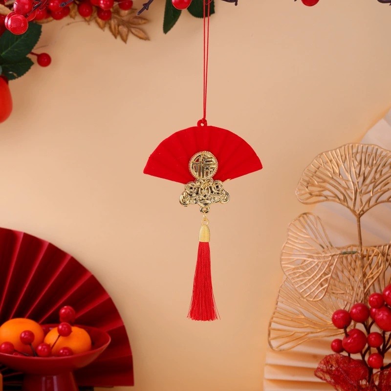 Trang trí treo nhà cửa trong nhà mới Mặt dây chuyền quạt đổ xô màu đỏ cho lễ kỷ niệm lễ hội mùa xuân CNY