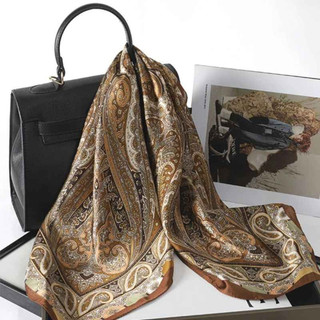 (Vận chuyển địa phương) Khăn vuông Paisley punk giả lụa, thiết kế cao cấp dành cho nữ