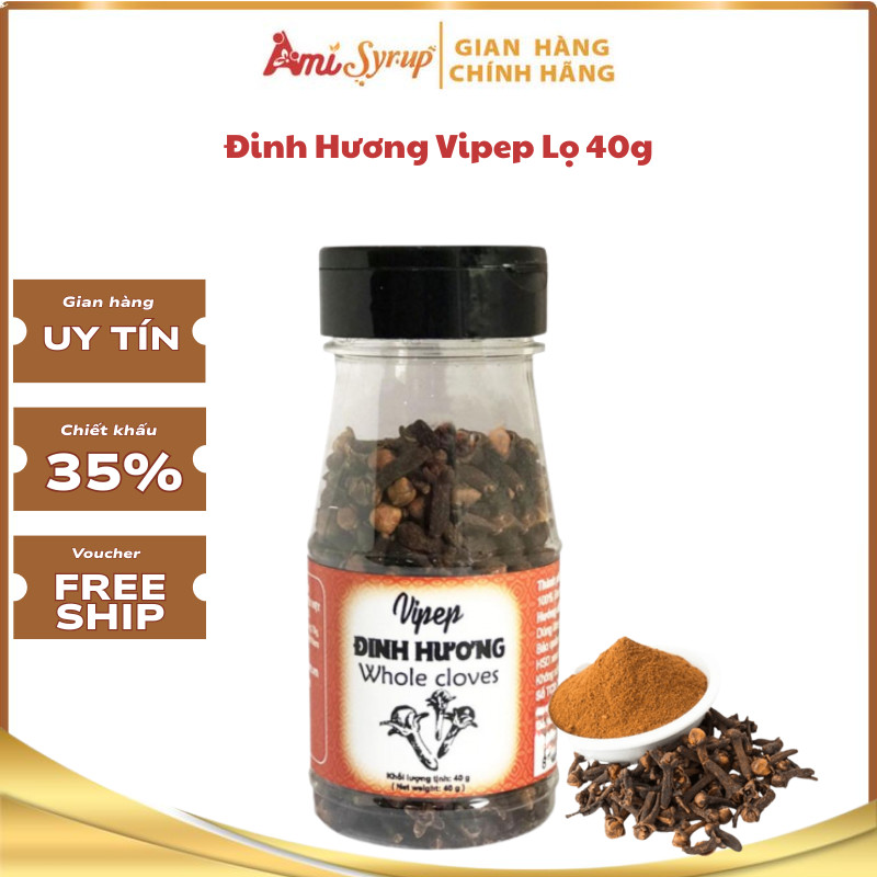 Đinh Hương Vipep Cloves  Lọ 40g, Gia Vị Nấu Ăn Từ Thiên Nhiên Cho Hương Vị Thơm Nồng