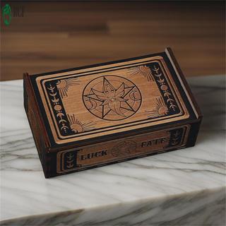 Hộp đựng thẻ Tarot bằng gỗ Hiển thị Hộp lưu trữ thẻ thủ công với thiết kế in hình để lưu trữ Trang sức Đá chữa bệnh xúc xắc