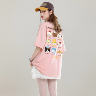 HIIXIIVI 2026 Mùa Hè Cotton Tee Phong Cách Hàn Quốc Nữ Tay Ngắn Thời Trang Unisex Cổ Tròn Rời Plus Kích Thước Áo Thường Ngày