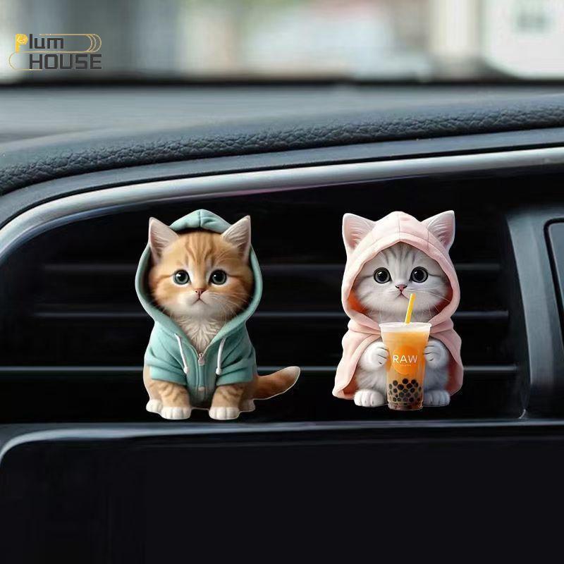 PlumHOUSE Ổ Cắm Ô Tô Thông Hơi Kẹp Nước Hoa 2D Mèo Làm Mát Không Khí Khuếch Tán Điều Hòa Hương Liệu Kẹp Nước Hoa Trang Trí Nội Thất Ô Tô VN