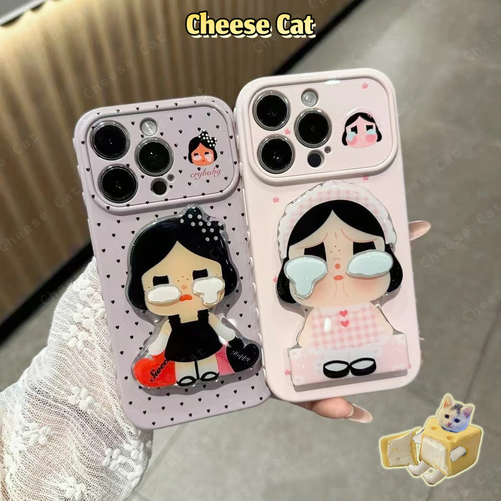 Gương trang điểm kiêm giá đỡ điện thoại Hình trái tim ở bên hông ốp điện thoại cho iPhone 11 12 13 14 15 16 17 Pro Max