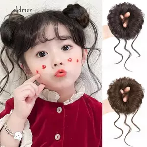 DELMER Tổng Hợp Scrunchies, Co Giãn Xoăn Chignon Trẻ Em Xộn Tóc Bun, Dễ Thương Trang Trí Tự Nhiên Phần Mở Rộng Tóc Giả Miếng Tóc Cho Trẻ Em