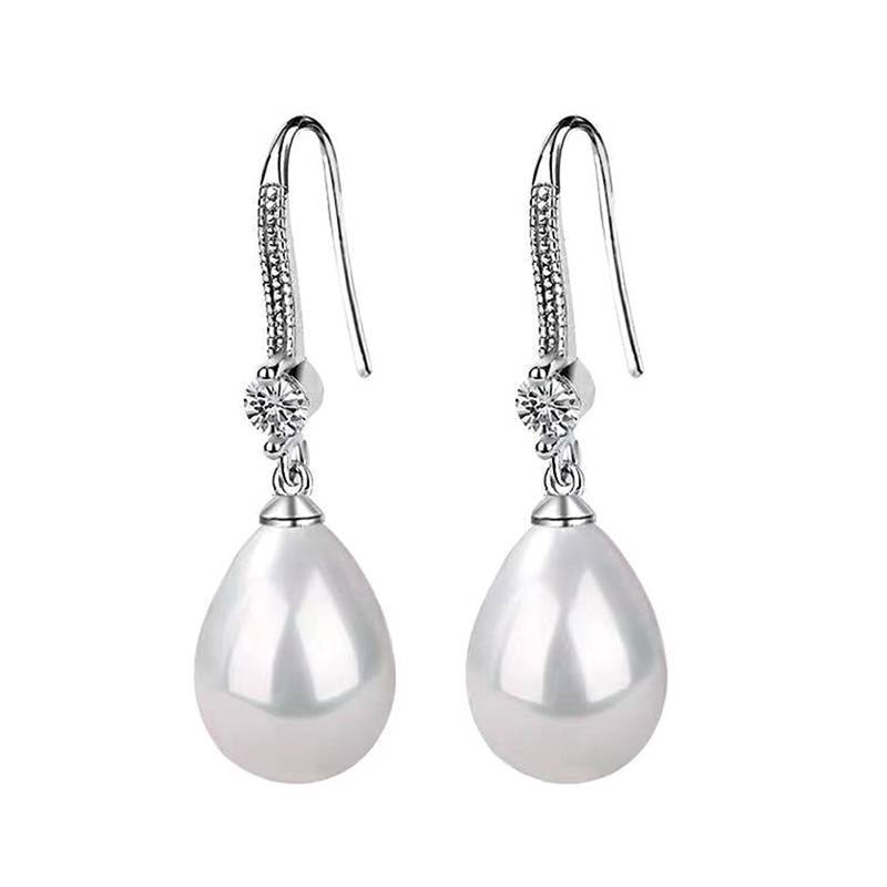 Lưới Trang Sức Cho Nữ Giọt Nước Ngọc Trai Bông Tai Nữ Đỏ Trắng Tròn Ngọc Trai Hình Bầu Dục Bông Tai Cưới Đính Hôn Ngày Lễ Tình Nhân Quà Tặng linh cẩu