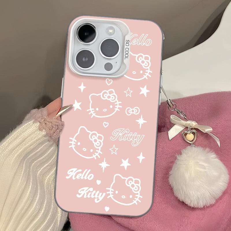 Ốp lưng phong cách dễ thương Kitty hồng, cho giới trẻ yêu thích Bảo Vệ Camera Cấp iPhone 17/16/15/14/13/12/11/X/XS Max