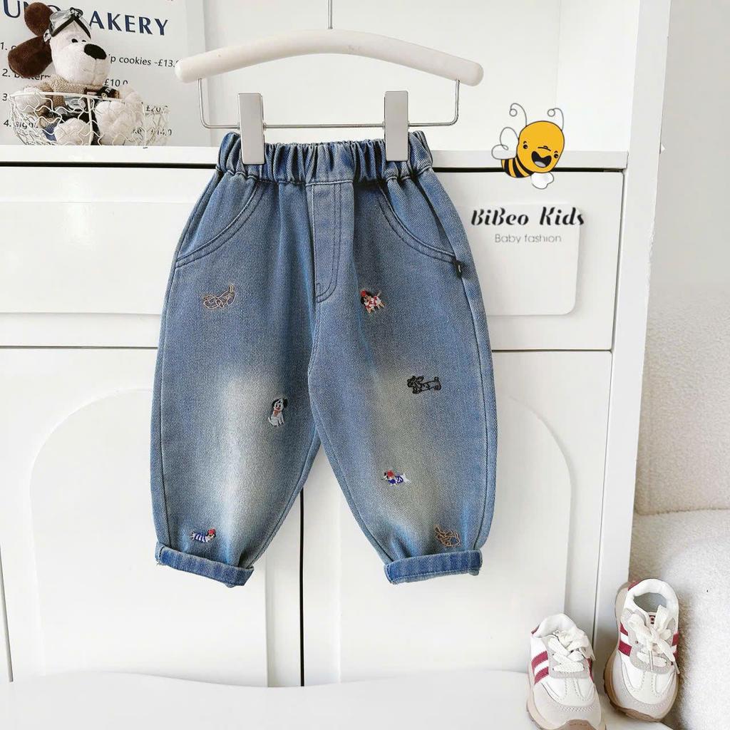 [BiBeo Kids] QUẦN JEAN THÊU HÌNH CÚN CHO cho bé trai bé gái,Quần jean cho bé trai,bé gái