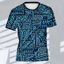 Neon Xanh Trừu Tượng Doodle Áo Thun Dòng Nghệ Thuật Cổ Tròn Tay Ngắn Thường Ngày Hợp Thời Trang Dạo Phố Tee