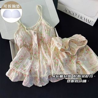[Luni - Oder] Bộ Đồ Ngủ Nữ Hoa Nhí Monet Garden Có Mút Ngực, Set 2 Dây Mềm Mát Phong Cách Ngọt Ngào Nhiều Size ĐN07