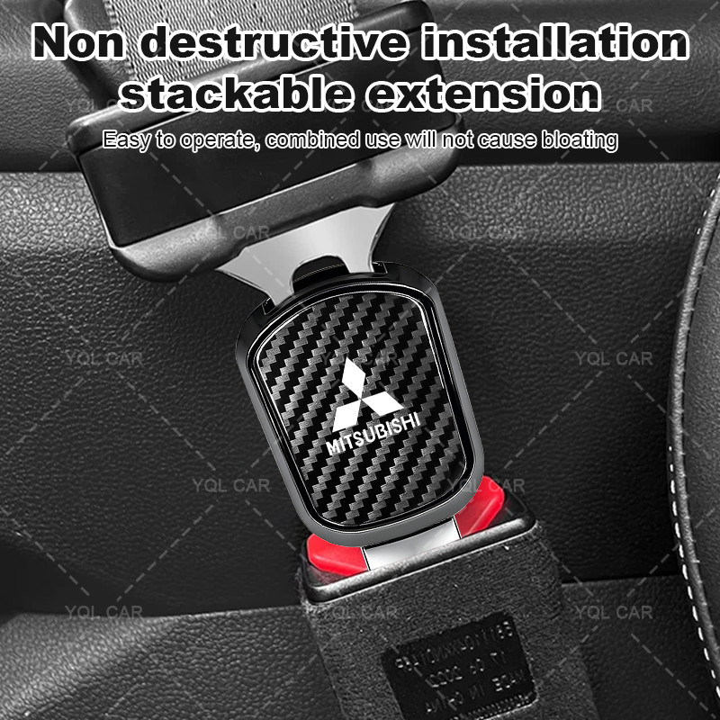 1 / 2 Chiếc Sợi Carbon Dây An Toàn Ô Tô Mở Rộng Dây An Toàn Xe Hơi Kẹp Cho Mitsubishi ASX Lancer Pajero Outlander L200 EVO EX Hàng Hóa