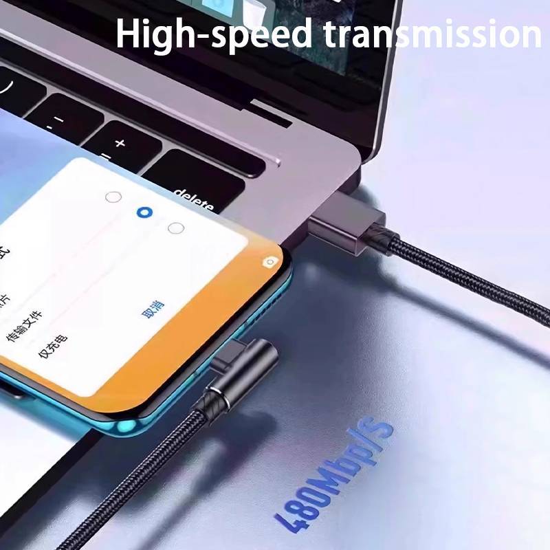 Cáp sạc nhanh USB JINHF Type C 6A Dây bện Nylon 90 độ cho tổ chức bàn chơi game HOT