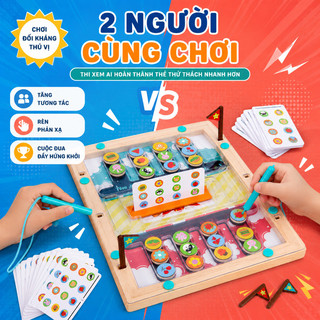 Bộ trò chơi nam châm tư duy – 2 người đối kháng– Rèn nhận biết, logic, vận động tinh – Bút nam châm, tay mắt – Cho bé 3+