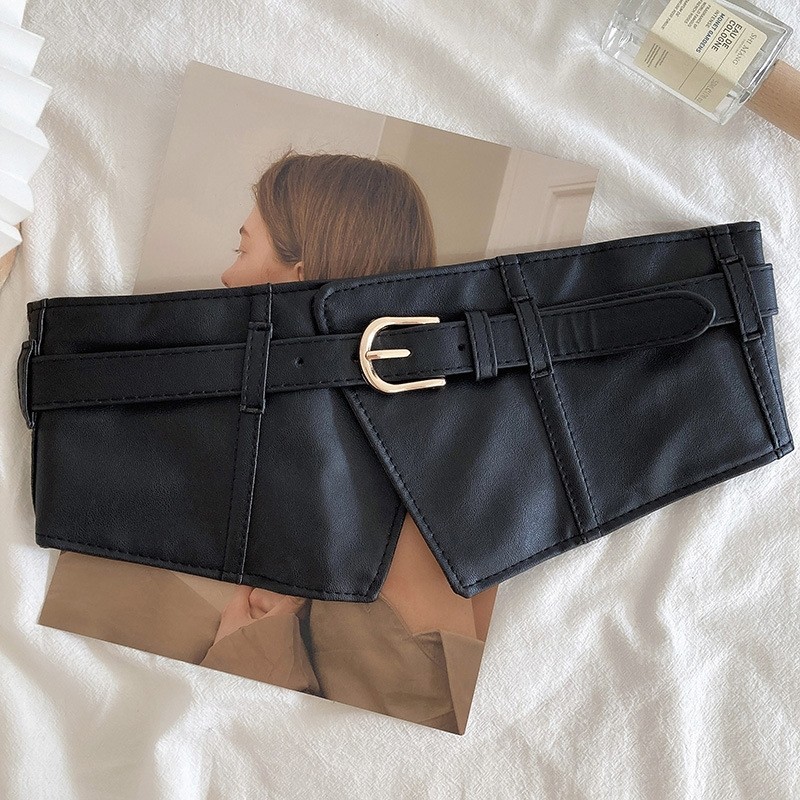 Đai lưng rộng màu đen co giãn phụ kiện không thể thiếu cho tủ đồ Giảm béo / Giảm eo, Rộng, Trang trí