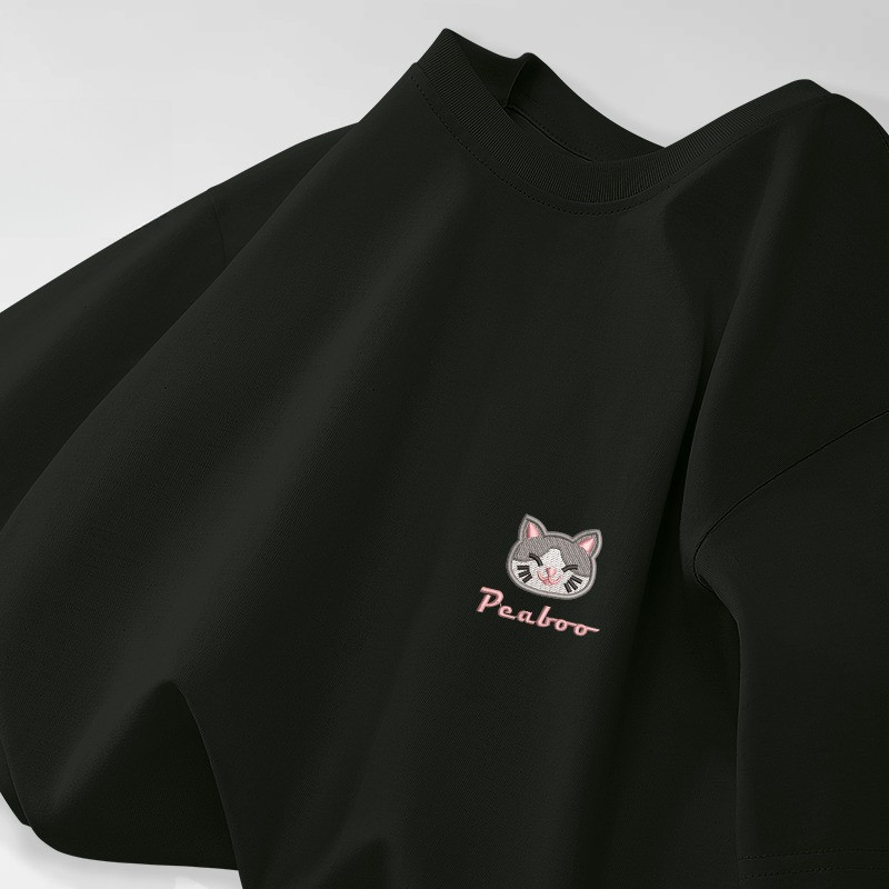 （Giao hàng 24h）Angela Áo Thun THÊU, Áo Phông Thêu Chất Cotton Thoáng Mát Form Rộng Tay Lỡ Cho Nam Nữ Phong Cách Unisex