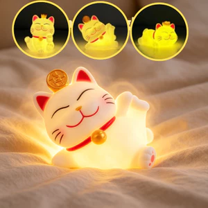 Cảm Biến Cảm Ứng Mèo May Mắn Đèn Ngủ LED 5.5x9cm Di Động Mềm Phát Sáng Đèn Ngủ Cho Trẻ Em Quà Tặng Sinh Nhật Trang Trí Phòng Ngủ