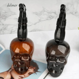 Bình tưới sương mù DELMER, Bình xịt nước dung tích lớn Bình xịt làm tóc, Thời trang Retro 500ML Thiết kế đầu lâu Chai có thể đổ lại Salon