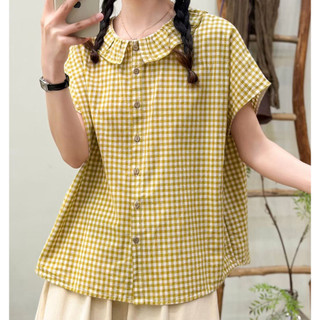 [Hàng có sẵn] Áo sơ mi nữ Cotton chất lượng cao dáng rộng, đa năng, giảm tuổi, nhẹ, mùa hè