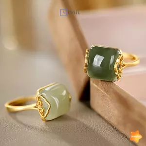 Phong Cách Dân Tộc Cổ Điển Đám Mây Tốt Lành Giả Ngọc Nhẫn Có Thể Điều Chỉnh Nữ Phong Cách Trung Hoa Tính Khí Đơn Giản Nhẫn Thanh Lịch Quà Tặng Mới
