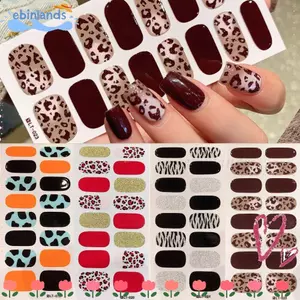 Miếng Dán Móng Tay Mùa Thu EBINLANDS, Da Báo 32 Dải Miếng Dán Móng Tay, Lâu Dài Bán Chữa Full Cover Móng Tay Nghệ Thuật Dán DIY Làm Móng Tay Nghệ Thuật