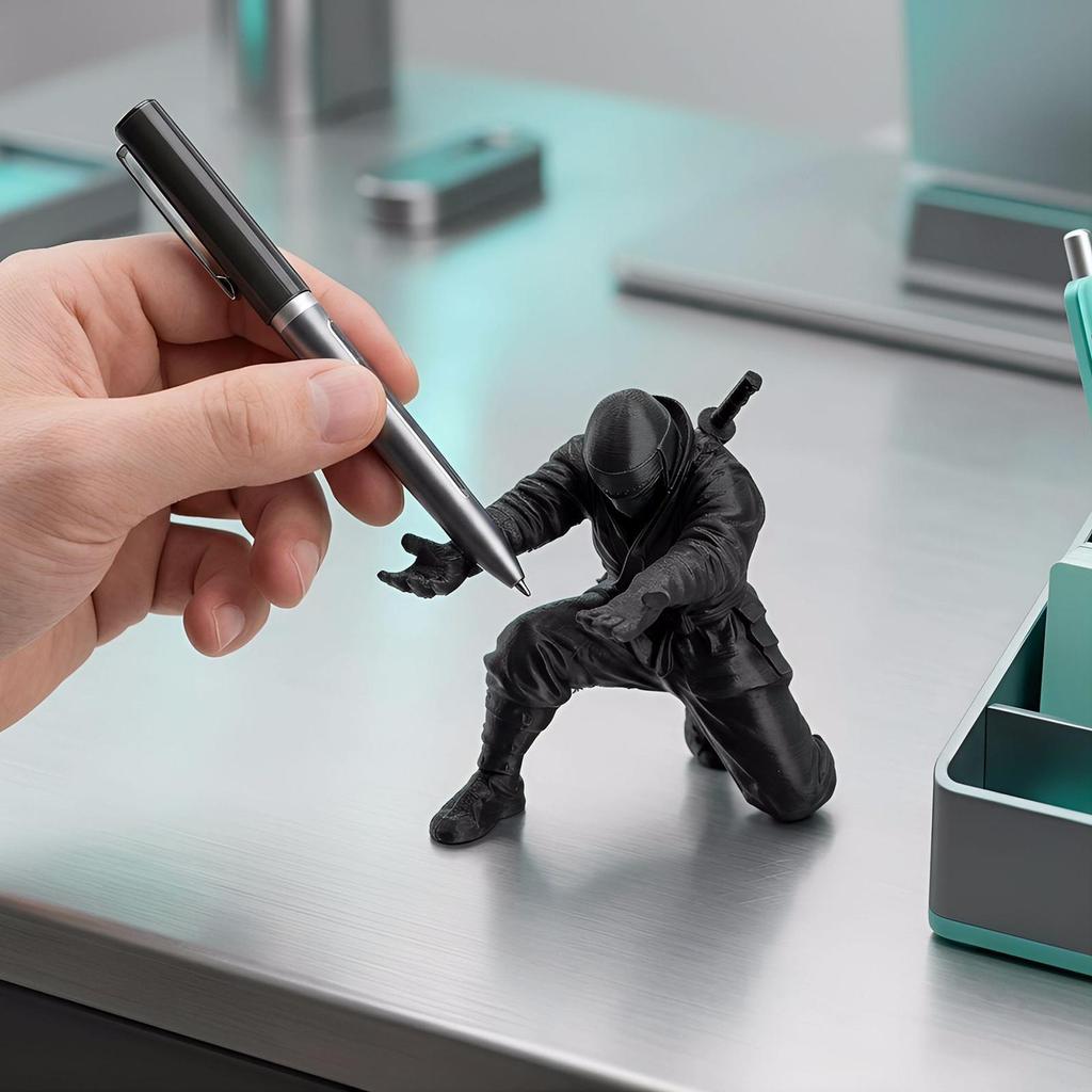 Hộp đựng bút Ninja in 3D Cool Kneeling Pose Knight Tượng trang trí máy tính để bàn cá nhân cho học tập và văn phòng mueadsyvn