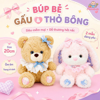 Gấu bông Teddy Thỏ lông xù vải lông xoăn mềm mại bông nhồi PP 3D an toàn quà tặng trẻ đường may chắc chắn