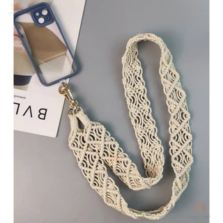 Dây Điện Thoại Di Động Phong Cách Retro Rỗng Dệt Tay Mạnh Mẽ Chống Mất Đeo Ngang ins Vỏ Điện Thoại Túi Dây Đeo Rộng