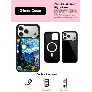 CASECASE X Tranh sơn dầu đầy màu sắc của bầu trời đầy sao Vỏ kính hút từ tính chống trầy xước cho IPhone 17 Air 16 15 14 Pro Max Plus Ốp lưng cứng có hộp khắc Logo