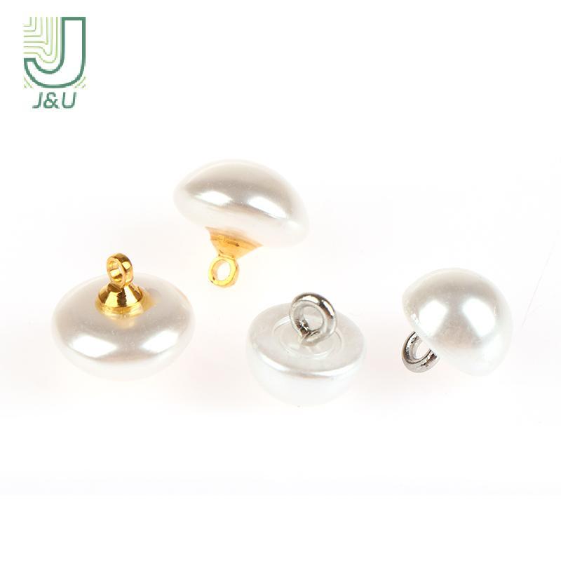 J & U 10 Cái 10mm / 12mm Nấm Giả Nhựa Áo Sơ Mi Hình Bán Nguyệt Ngọc Trai Nút Chân Cho Quần Áo May Trang Trí DIY Mới