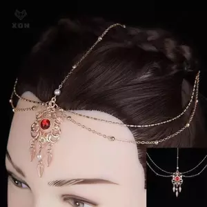 Dây chuyền hoa hình học rỗng thời trang Vintage Phụ kiện tóc Phụ kiện tóc Phụ nữ xếp lớp sel Đồ trang trí tiệc [Mina]
