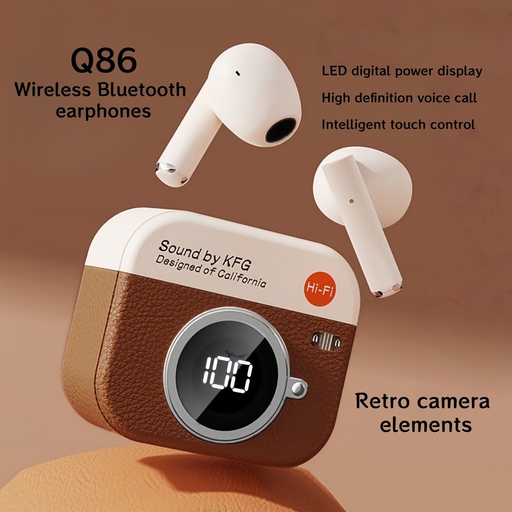 Tai nghe nhét tai Bluetooth không dây Q86, hiệu ứng âm thanh HIFI, cuộc gọi thoại rõ ràng, cảm ứng vân tay tai kép, thích hợp cho hệ thống điện thoại di động Android và Xiaomi