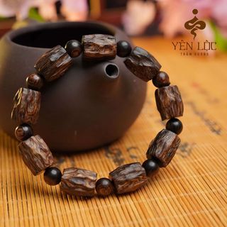 Vòng Tay Trầm Hương Kiểu Dáng Trúc Thô - Trầm Hương Sánh Chìm - Trầm Hương Yên Lộc