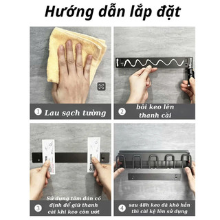 Kệ Đựng Bàn Chải Đánh Răng Nhôm Cao Cấp - Dán Tường Không Khoan, Kèm Cốc & Keo, Tiết Kiệm Không Gian