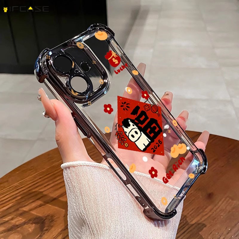 Dành Cho Redmi Note 12 12R 11 11T 10 10T Pro 12S Turbo Lite 4G 5G Ốp Điện Thoại 2026 Ngựa Đỏ Vàng Tết Nguyên Đán Chúc Mừng Văn Bản Làm Giàu Hoa Hoạt Hình Dễ Thương Vỏ Mềm