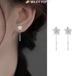 Bộ Bông Tai và Mặt Dây Chuyền Tua Rua Hình Bông Tuyết, Thiết Kế Thanh Lịch với Phake Diamond