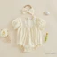 Trẻ sơ sinh Bé gái Trang phục mùa hè Puff Tay ngắn Ruffle Trim Romper và Băng đô