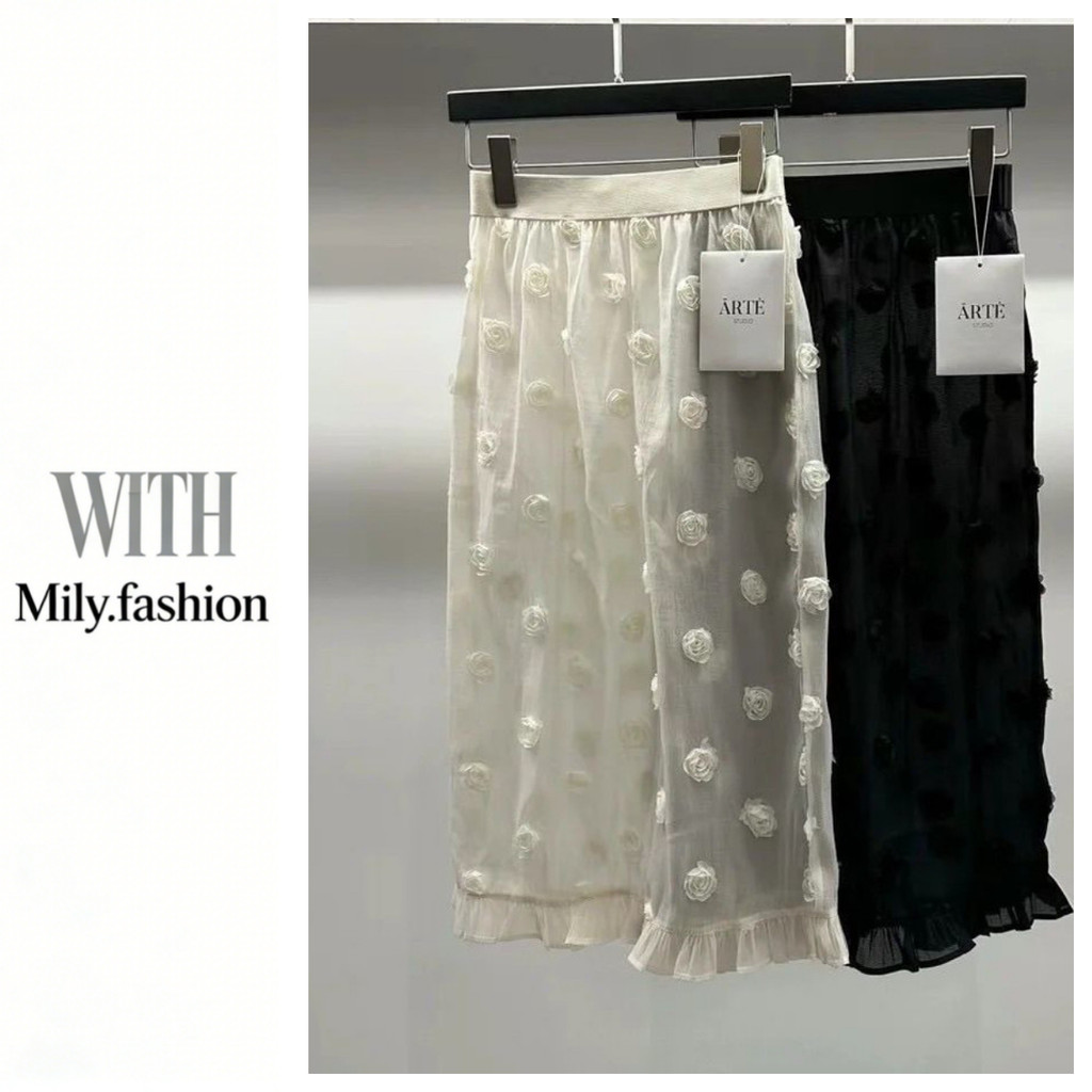 Milyfashion Váy Ren Cao Cấp Niche Phong Cách Mới Ba Chiều Hoa Co Giãn Eo Mông Rèm Quần Áo Nữ