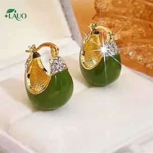 Springevenstar 1 Cặp Hàn Quốc Hợp Thời Trang Xanh Nhỏ Giọt Dầu Zircon Bông Tai Dành Cho Nữ Đơn Giản Không Đều Hình Học Tòn Ten Bông Tai Dự Tiệc Cá Tính Trang Sức Springevenstar