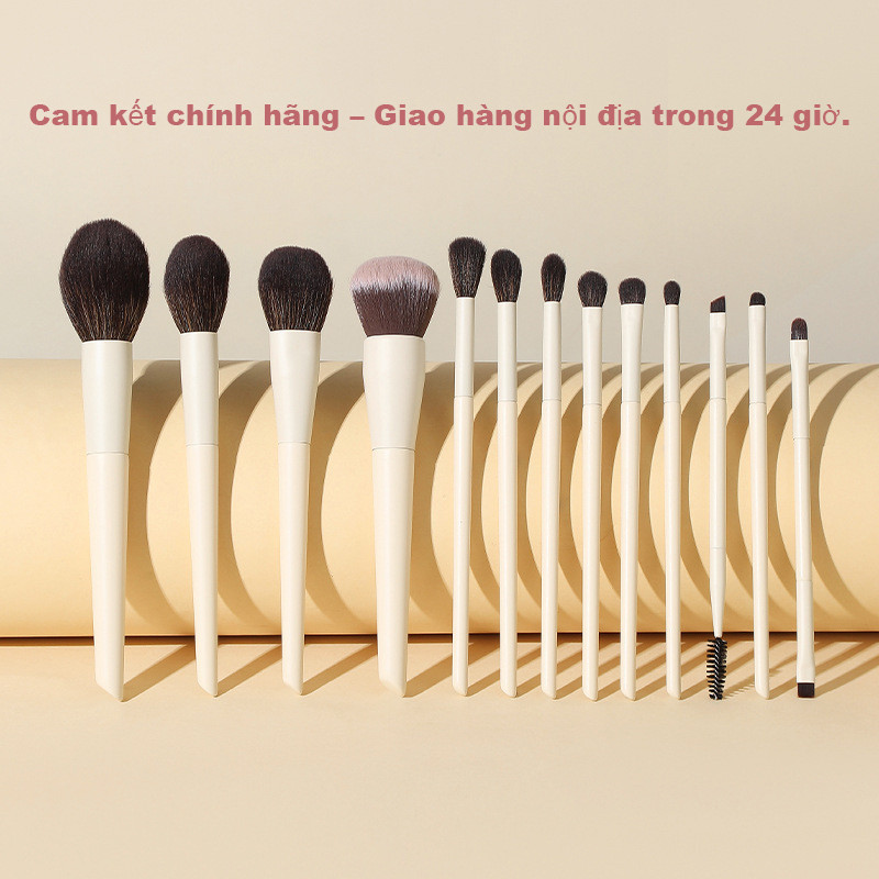 Bộ cọ trang điểm 13 món có tay cầm gỗ, Cọ phấn cọ phấn mắt phủ dạng bột,Dụng cụ làm đẹpTóc mềmbộ cọ ovw Cọ nền,Cọ má hồng,Cọ tô sáng,Cọ đánh phấn mũi cọ môi,Cọ chải lông mày