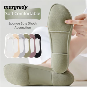 Tất thuyền MARGREDY, Tất đế thấm hút sốc chống trượt, Miếng đệm giày đế xốp mềm mỏng dành cho nữ
