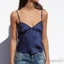 MAPLEPOET-Nữ Mùa Hè Camisoles Spaghetti Dây Chấm Họa Tiết Ren Viền Slim Fit Crop Tank Tops