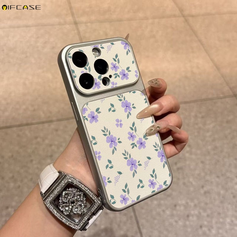 Dành Cho Tecno Pova Spark Slim Pop 20 10 9 8 Camon 50 Pro Ultra itel P55 A50 Ốp Điện Thoại Màu Trắng Lớn Cửa Sổ Da PU Sơn Tím Hoa Dreamy Girl Girls Vỏ Mềm