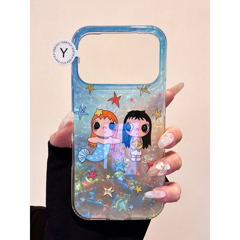 Nàng Tiên Cá Xiaoyu Thích Hợp Cho Apple 17PROMAX Ốp Điện Thoại Phong Cách Mới 16pro Nữ 15 / 14 / 13 Phong Cách Nhật Bản 12 / 11