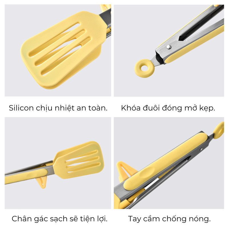 Kẹp Gắp Thực Phẩm Silicon KOOBEE 26.3cm - Kẹp Gắp Inox 304 Chống Dính Chịu Nhiệt BBQ Chiên Rán | 380