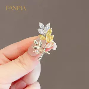 PNPIA- Thiết Kế Tai Lúa Mì Thổ Cẩm Dành Cho Nữ Unisex Kim Cương Giả Vật Văn Phòng Đảng Trâm Cài Quà Tặng Tinh Tế Phù Hợp Với Corsage