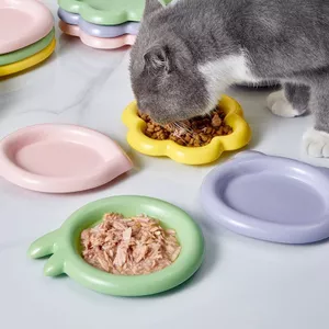 Bát mèo Bảo vệ gốm cột sống cổ cho mèo Bát cơm chống lật Đồ ăn nhẹ mèo con dễ thương Món ăn đóng hộp Món ăn cho thú cưng 41505