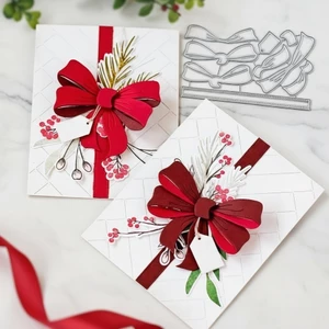 Nơ Hộp Quà Tặng Ruy Băng Kim Loại Thép Carbon Cắt Khuôn DIY Vải Album Ảnh Thiệp Chúc Mừng Cắt Chết Giấy Thủ Công Sổ Lưu Niệm Dập Nổi Khắc Bản Mẫu