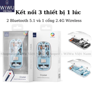 Chuột Không Dây WIWU Crystal WM105 - Thiết Kế Trong Suốt Lộ Cơ, Kết Nối 3 Thiết Bị, Đèn LED RGB, Click Silent Êm Ái